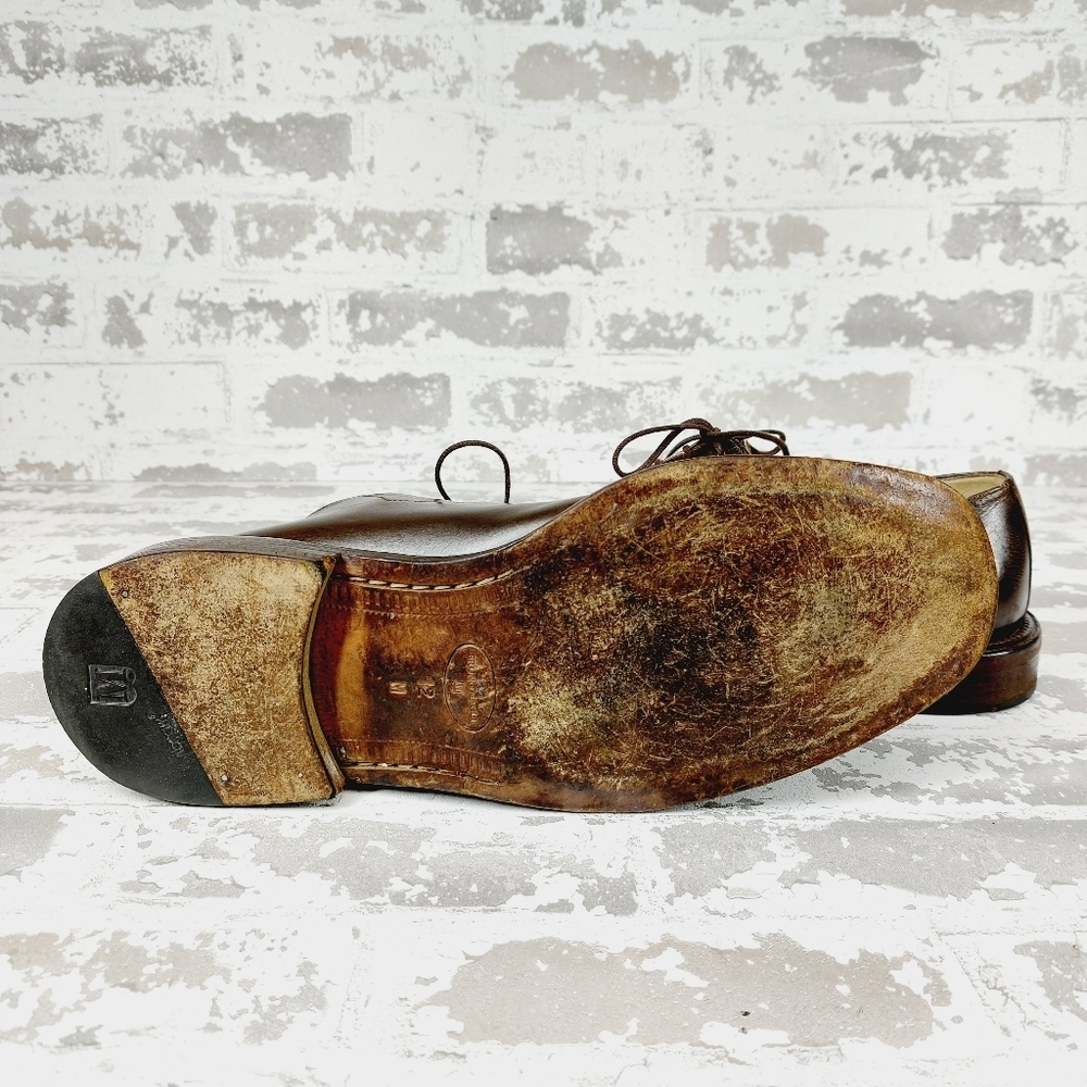 Bruno Magli Florio Cap Toe Brown Leather Dress Shoes Lace Up Loafers T208 - Picture 6 of 9